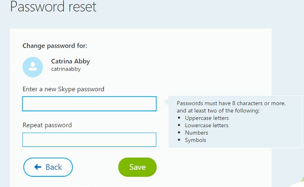 change Skype password