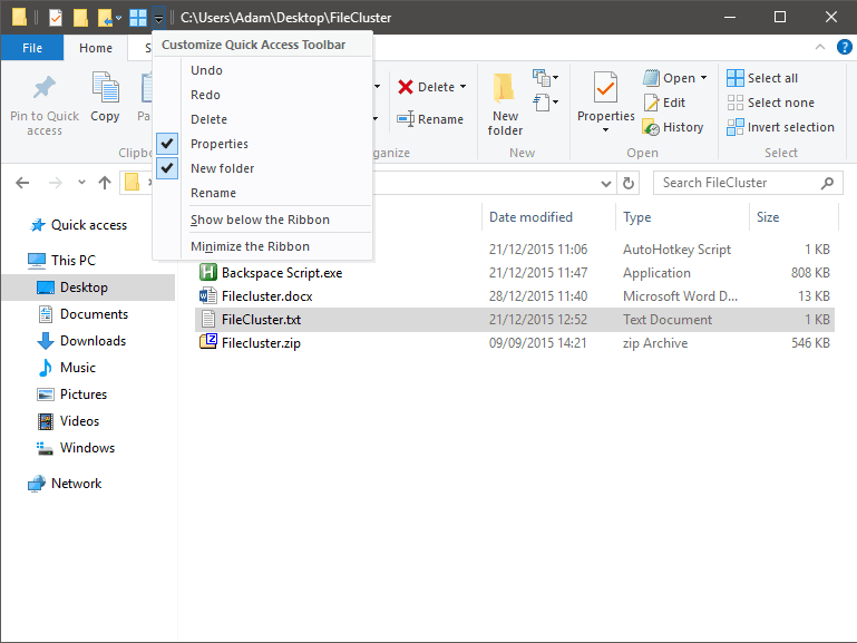 cannot customize quick access toolbar