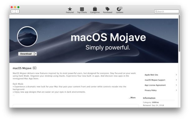 macOS Mojave download has failed