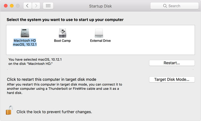 startup disk