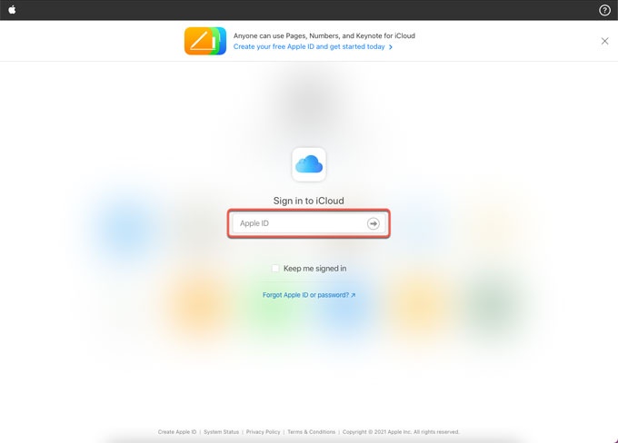 sign in iCloud